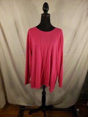 Just My Size Hot Pink Long-Sleeve Boatneck Top - 3X